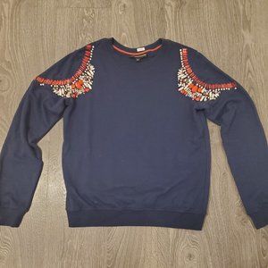 Navy Sweatshirt with Embellishment (MEDIUM)